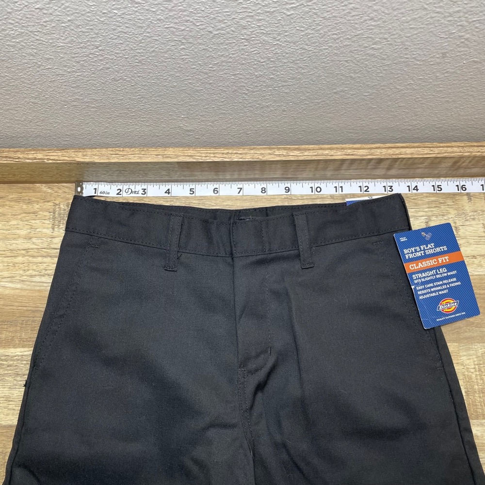 Dickies Boys Black Flat Front Shorts Classic Fit Straight Leg 12 New With Tags - Picture 6 of 7
